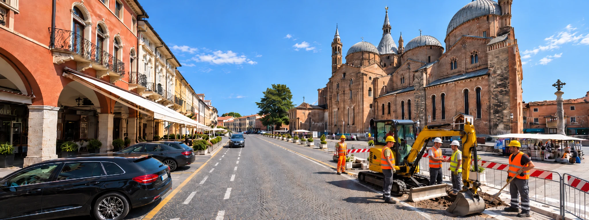 Operatore con casco in un cantiere